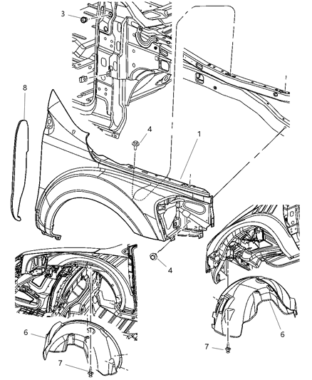2007 Chrysler Aspen  Fender-Fender Diagram for 68003356AA