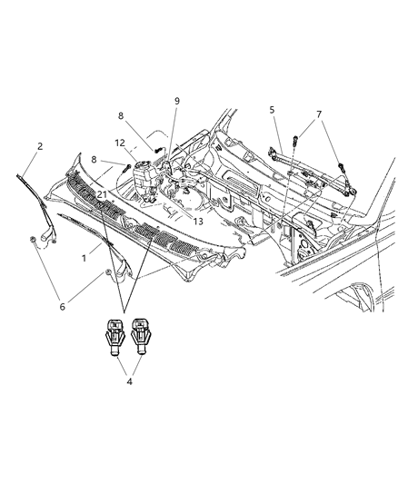 2004 Dodge Dakota  Pivot-WIPER Diagram for 55154863AG