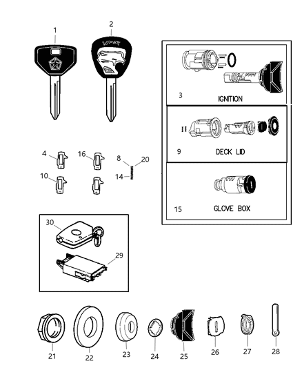 1997 Dodge Viper  Cylinder Lock-Ignition Lock Diagram for 4897986AA