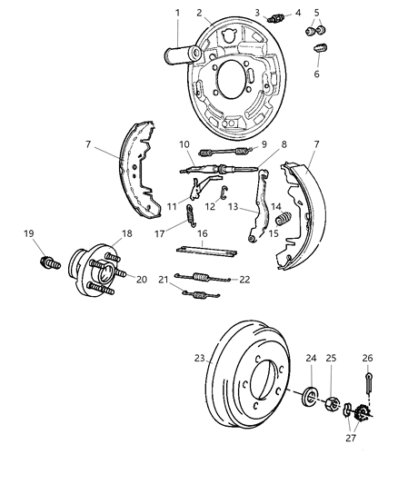 2006 Dodge Caravan  Drum-Brake Diagram for 4877263AG