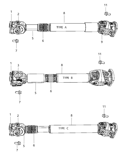 2006 Dodge Ram 3500  U-Joint Kit Diagram for 68067351AA
