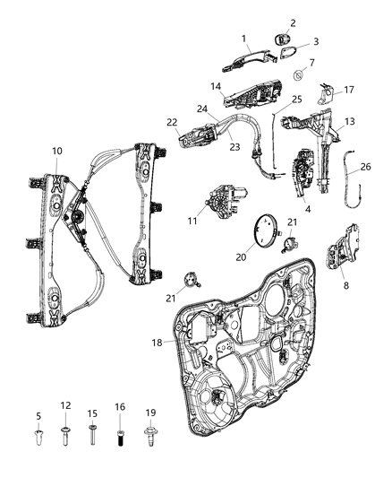 2019 Jeep Cherokee  Handle-Exterior Door Diagram for 1SZ26LAUAG