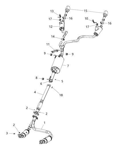 2019 Ram 1500  Exhaust Muffler Diagram for 68268201AF