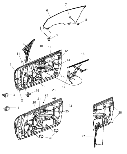 2003 Chrysler Sebring  Door-Front Diagram for 5027196AE