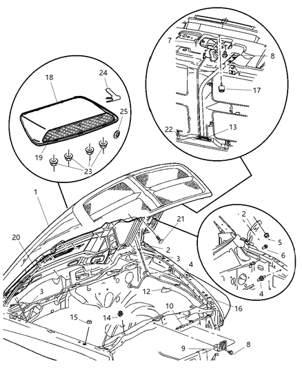 2004 Dodge Ram 1500  STOP/BUMPER-Hood Diagram for 55276482AB