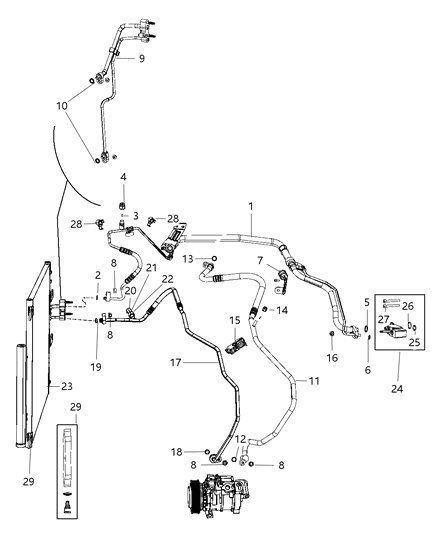 2020 Ram 1500  Cooler-CONDENSER And Trans Cooler Diagram for 52014588AE