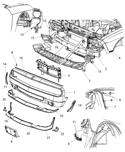 2011 Dodge Challenger  Bracket-FASCIA Support Diagram for 68024342AC