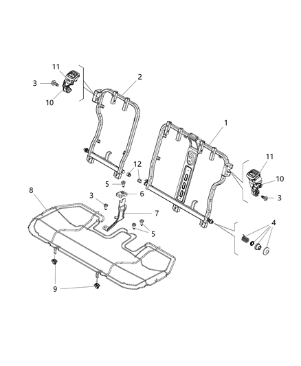 2019 Jeep Renegade  Frame-Rear Seat Back 60% Diagram for 68439297AA