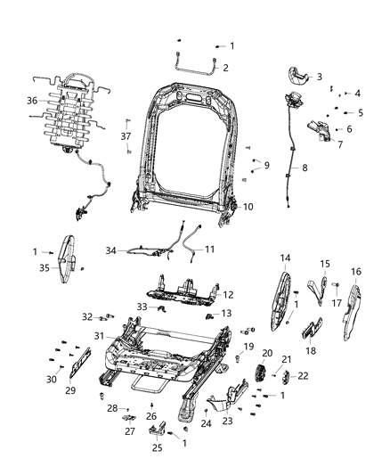 2019 Jeep Wrangler  Cable-Front Seat Diagram for 68372439AB