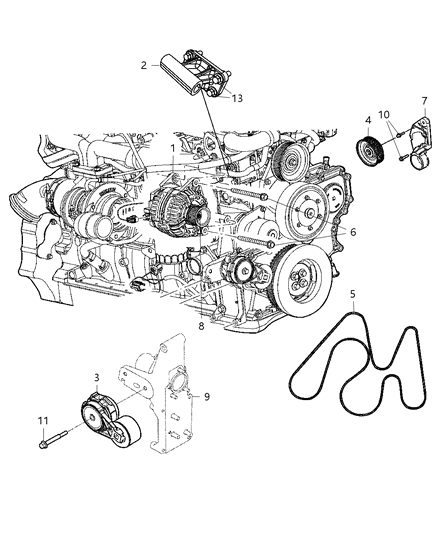 2009 Dodge Ram 2500  Bracket-Alternator Diagram for 68048986AA