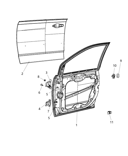 2009 Dodge Grand Caravan  Panel-Front Door Outer Repair Diagram for 4894936AA
