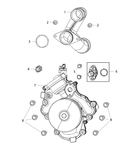 2021 Jeep Wrangler  Tube-Water Outlet Diagram for 68490190AA