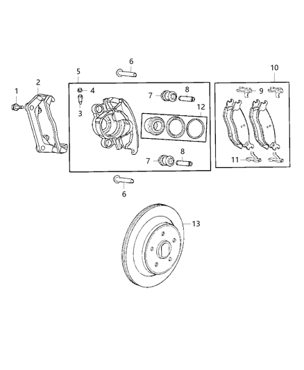 2018 Ram 1500  Rear Disc Brake Pad Set Diagram for 68334863AA