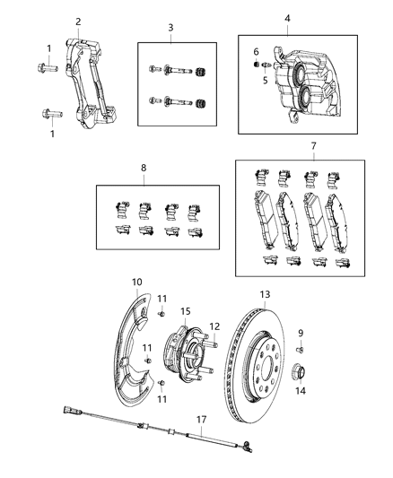 2021 Jeep Gladiator  Disc Brake CALIPER Diagram for 68456055AA