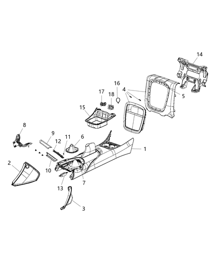 2016 Dodge Viper Base-Floor Console Diagram for 5NH74CV5AB