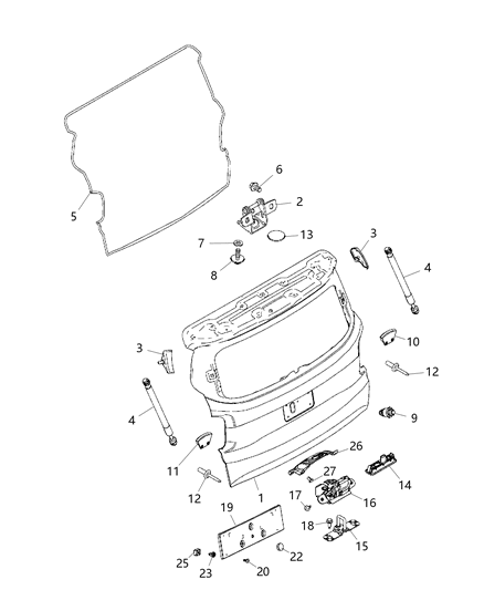 2017 Jeep Renegade  Liftgate Latch Diagram for 68349766AA