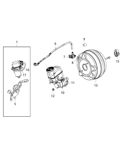 2014 Jeep Cherokee  Booster-Power Brake Diagram for 68211880AA