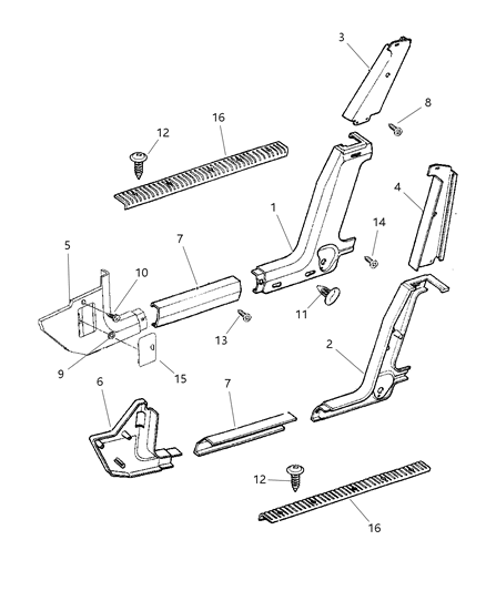 2000 Jeep Cherokee  Molding-Lock Pillar Diagram for 5ER17LAZAF