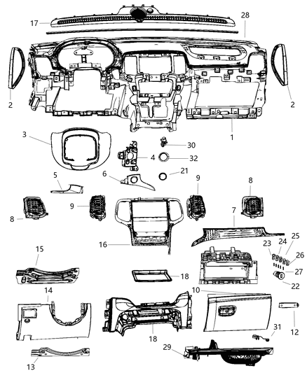 2014 Dodge Durango  Control-Vehicle Feature Controls Diagram for 5091857AB
