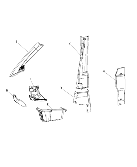 2014 Ram ProMaster 1500  Panel-Quarter Trim Diagram for 1ZR78JXWAA