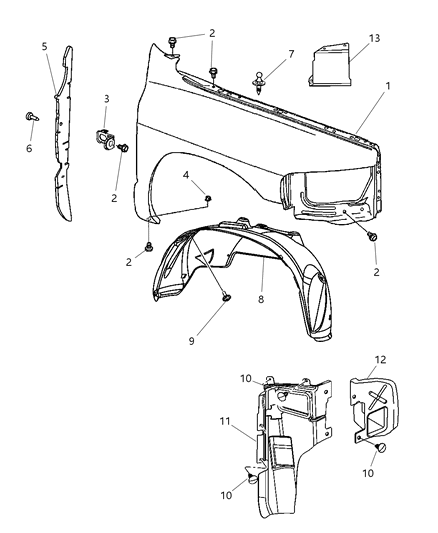 2006 Dodge Ram 3500  Shield-Fender Diagram for 55056680AB