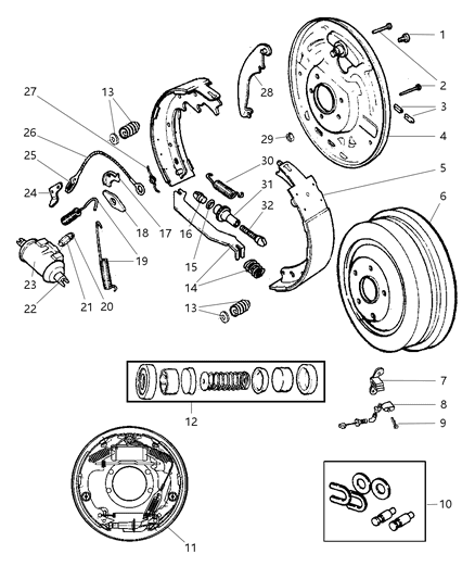 2004 Jeep Wrangler  Brake Shoe Hold Down Diagram for 4762126