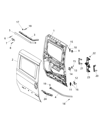2020 Ram ProMaster City  Cover-Sliding Door Track Diagram for 5YE23TZZAA