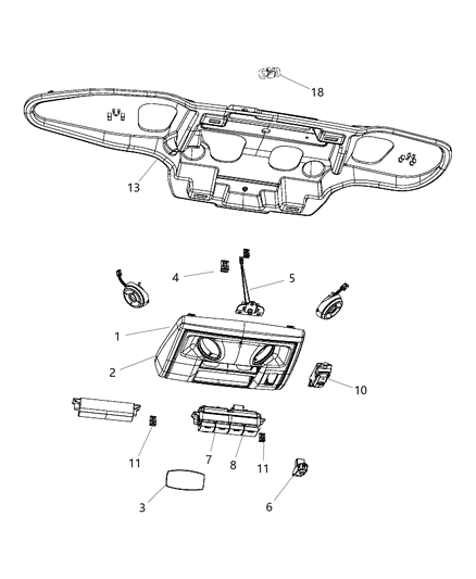 2011 Dodge Grand Caravan Housing-Overhead Console Diagram for 1LX701DAAA