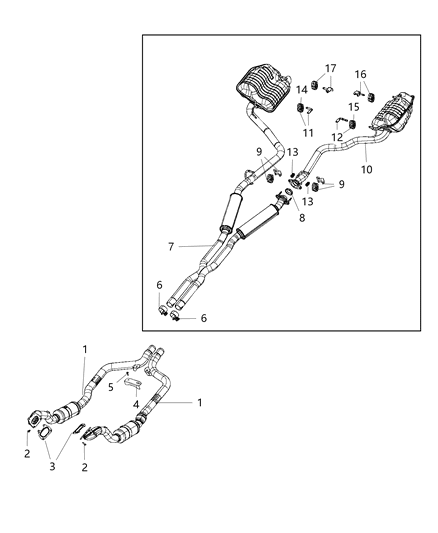 2019 Chrysler 300  Exhaust Muffler And Tailpipe Diagram for 68271448AA