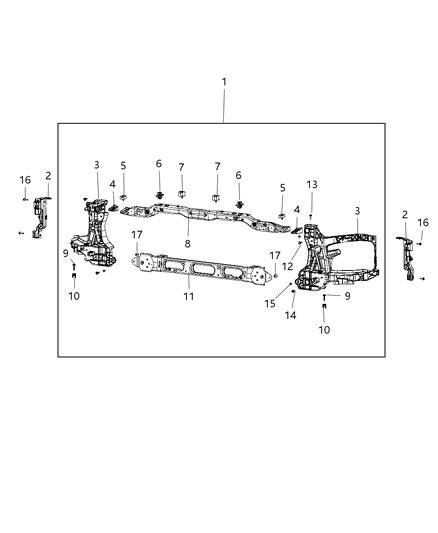2017 Ram 2500  CROSSMEMB-Radiator Closure Panel Diagram for 68222830AA