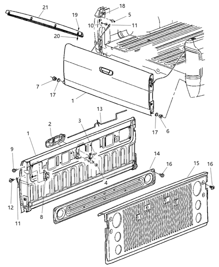 2008 Dodge Ram 2500  Hinge-TAILGATE Pivot Diagram for 55276076AC