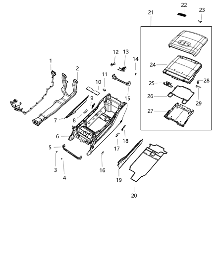 2021 Ram 1500 Panel-Console Diagram for 6EF153XRAB