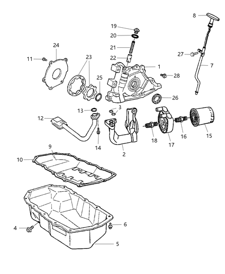 2001 Chrysler Sebring  Filter-Engine Oil Diagram for 2AML00409A