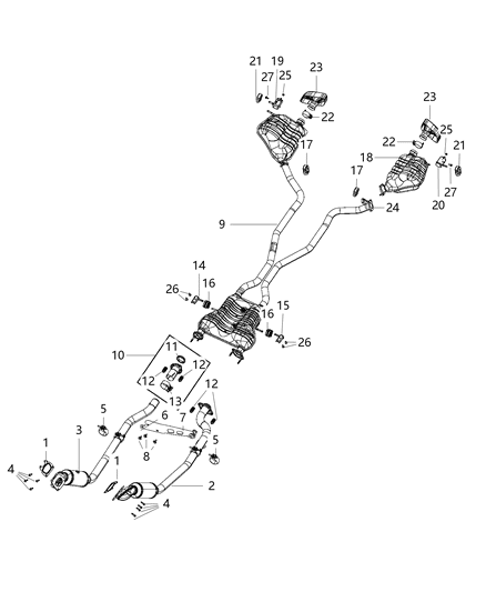 2015 Jeep Grand Cherokee  Resonator-Exhaust Diagram for 52022409AF