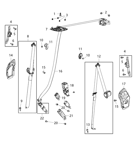2019 Chrysler Pacifica  Rear Belt Assembly Diagram for 5LA421D2AG