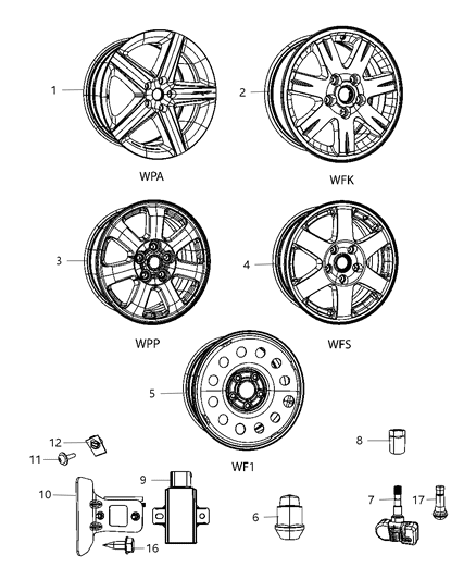 2010 Jeep Grand Cherokee  Tire Pressure Sensor Diagram for 56029359AB