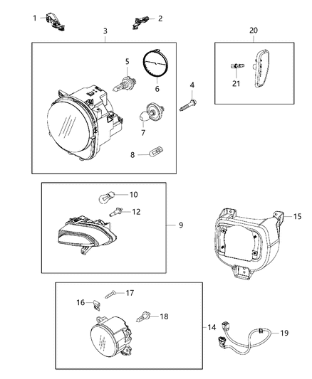 2016 Jeep Renegade  Bulb Diagram for 68150122AA