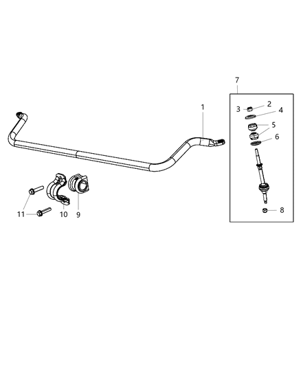 2010 Dodge Ram 2500  Link-STABILIZER Bar Diagram for 5072934AE