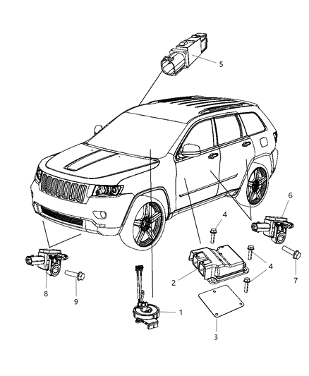 2013 Jeep Grand Cherokee  Steering Column Module Diagram for 1HE78DX9AG