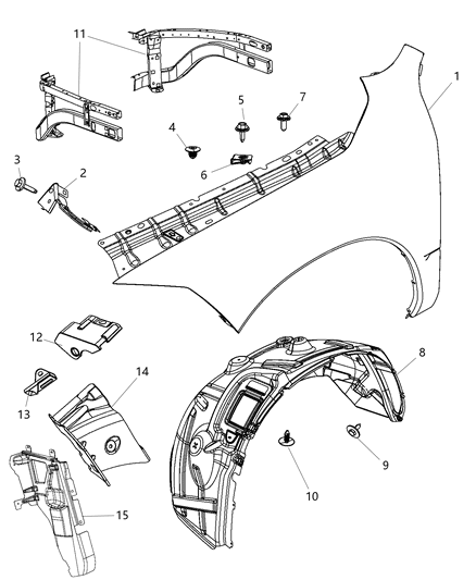 2010 Dodge Ram 1500  Shield-Fender Diagram for 68036598AC