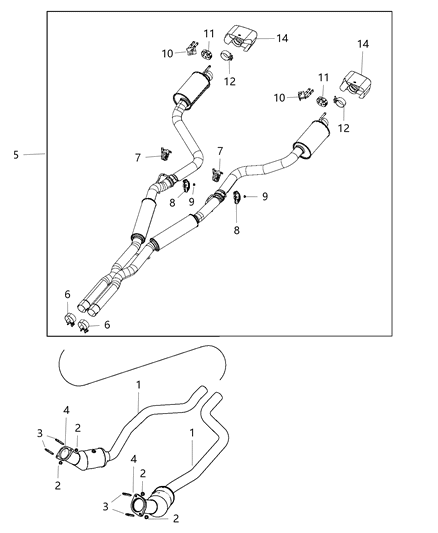 2015 Dodge Challenger  Exhaust Muffler And Tailpipe Diagram for 5181886AG