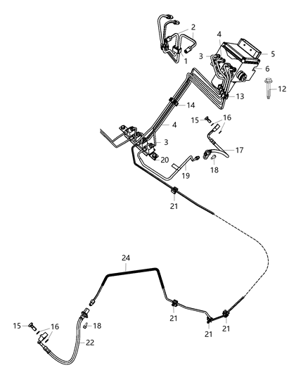 2019 Ram 1500  Tube Assembly-Master Cylinder To HCU Diagram for 68218095AC