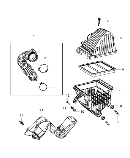 2014 Dodge Avenger  Body-Air Cleaner Diagram for 68022259AB