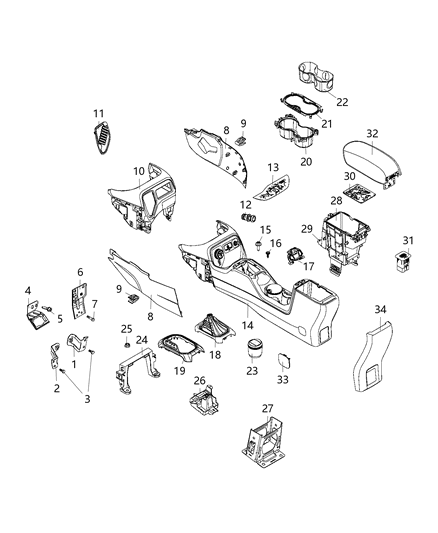2016 Jeep Renegade  Boot-GEARSHIFT Lever Diagram for 68201215AA