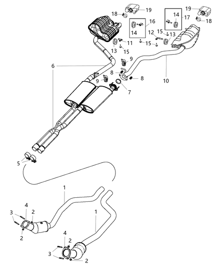 2015 Dodge Challenger  Exhaust Muffler And Resonator Diagram for 68260148AA