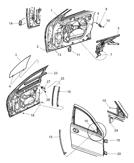 2004 Dodge Stratus Glass-Front Door Diagram for 4814613AF