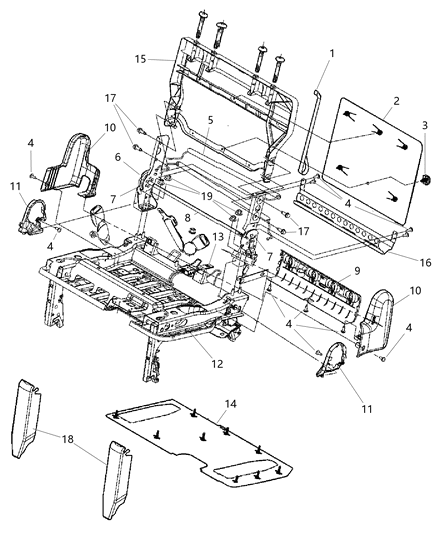 2013 Dodge Grand Caravan  RECLINER-Seat Back Diagram for 68102346AA