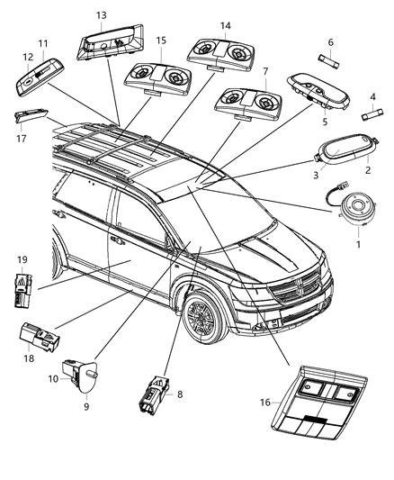 2012 Dodge Journey Bezel-Flashlight Diagram for 1LZ48DX9AA