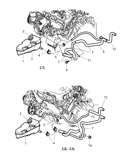 2001 Chrysler LHS  Tube-Heater Return Diagram for 4767150AC