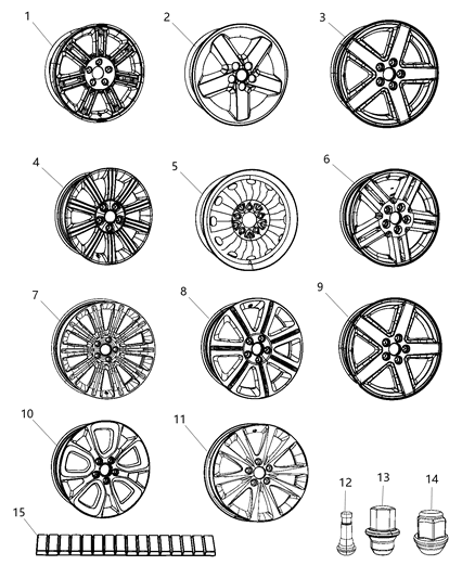 2014 Chrysler 200  Aluminum Wheel Diagram for 1TR44GSAAA